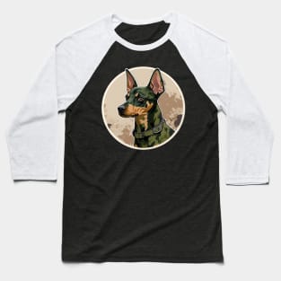 Miniature Pinscher Camouflage Motif Baseball T-Shirt